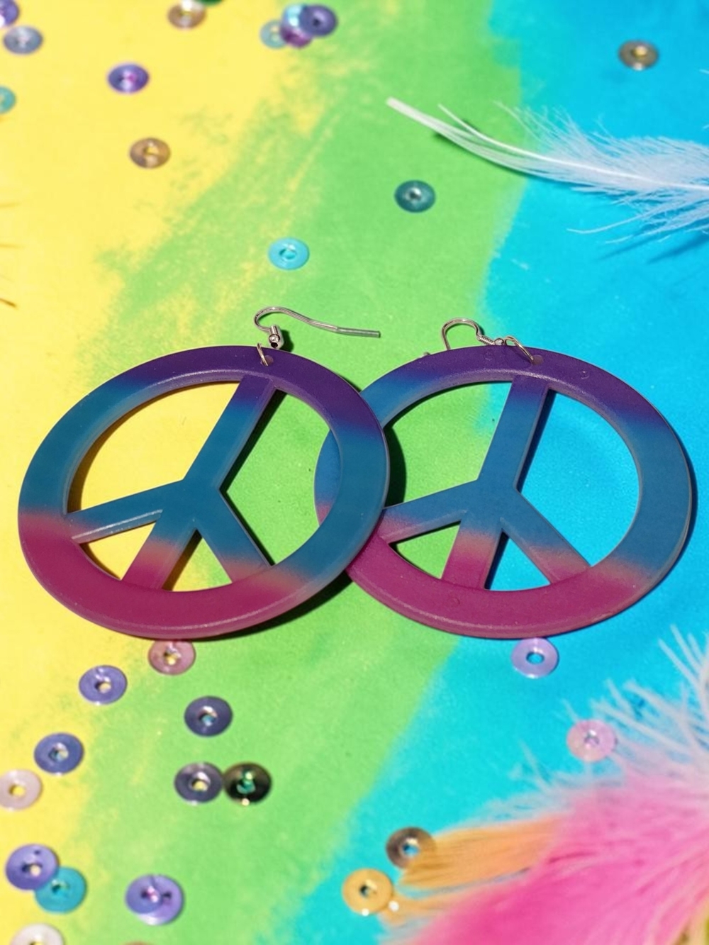 10 / $10 new  Rainbow Gradient Peace Sign Earrings